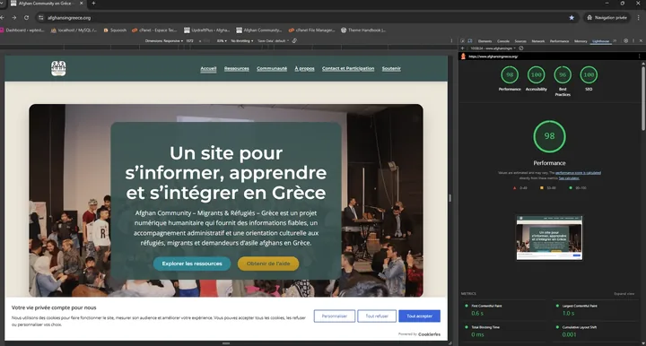 Résultats Lighthouse desktop Afghan Community
