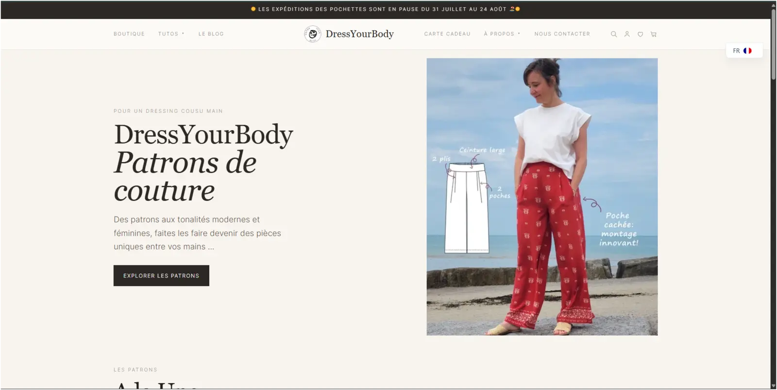Page d’accueil DressYourBody après amélioration