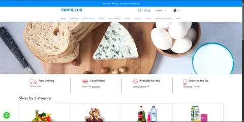 Aperçu du site e-commerce Pamir-Lux